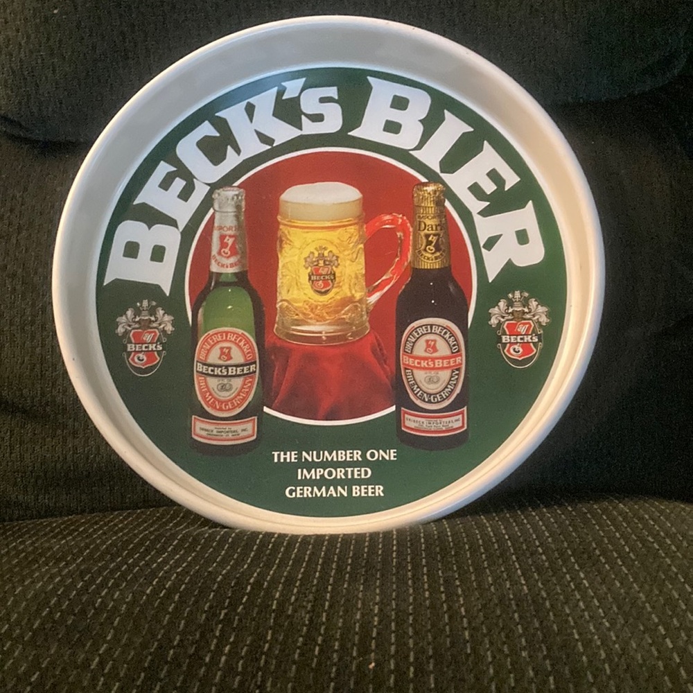 Vintage 1960's Beck's Bier Metal Tray Beck's Bier. 12”x12”
